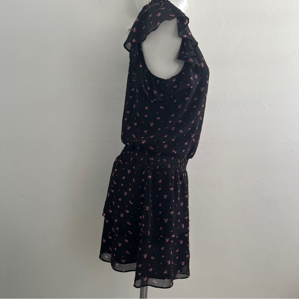 NEW ANTHROPOLOGIE Floral mini Dress MEDIUM Smocked-Neck Flutter-Sleeve Bohemian - Picture 6 of 10